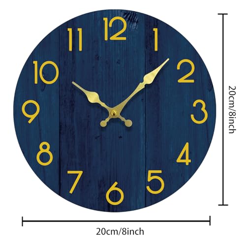 Blue Small Wall Clocks Battery Operated, 8 Inch Silent Wall Clock - size: 8 Inch