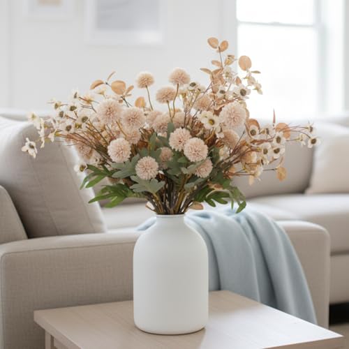 Large White Vase, Big Iron Vase for Long Stem Flowers, Modern Decor - color: White