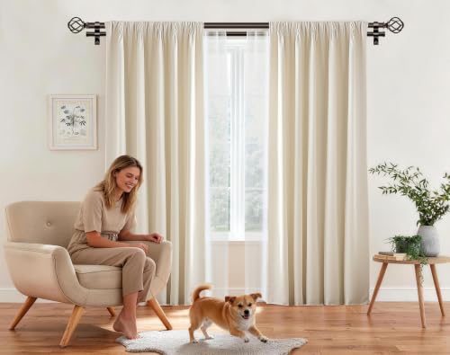 KAMANINA 1 Inch Double Curtain Rods 32 to 86 Inch, Bronze Dual Curtain Rod - color: Antique Bronze, size: 32-86"
