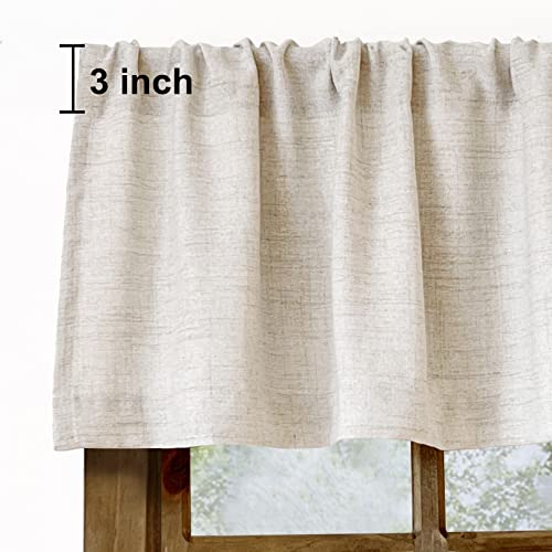 Oindec Farmhouse Faux Linen Valance for Windows, 54x15 inch, Natural - color: Natural, size: 54"W x 15"L (Pack of 1)