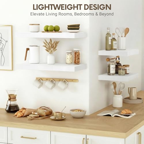 Vivelove 10 Inch Deep Floating Shelves 30x10” Set of 2, White - color: White, size: 30”wx10.2”dx1.5”h