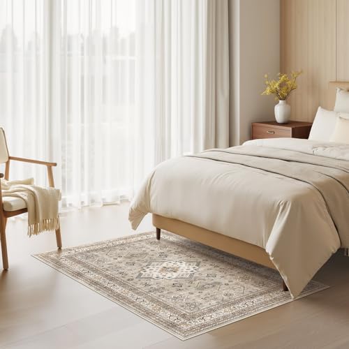 cotiled 3x5 Area Rug for Living Room, Washable, Traditional, Beige - color: Beige, size: 3' x 5' (Rectangular)