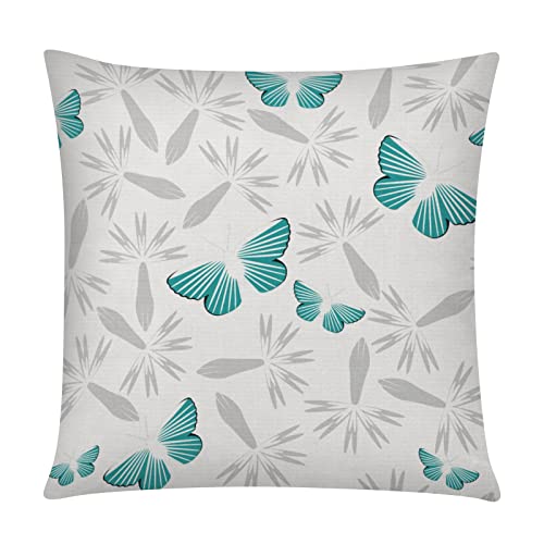 COMMINY Teal Grey Pillow Covers 16x16 Set of 6 Floral Throw Pillow Covers - color: Teal Grey, size: 16" x 16" (Pack of 6)