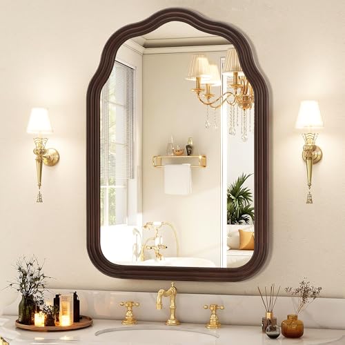 Tanmicoshomy Wood Arched Bathroom Mirror 20x30 Inch - size: 30"L x 20"W
