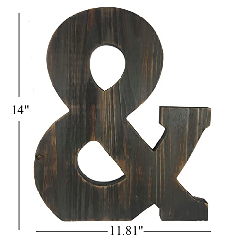 Big Letter Wall Art for Living Room, Bathroom, Bedroom, and Home Decor, Rustic Farmhouse Lettering for Family Last Names, Large Decorative Wood, 10" x 14" (Big &) - color: Big &