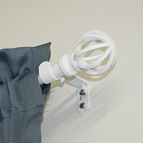 Lumino 5/8" Cage Single Curtain Rod Set 30"-84" White - color: White
