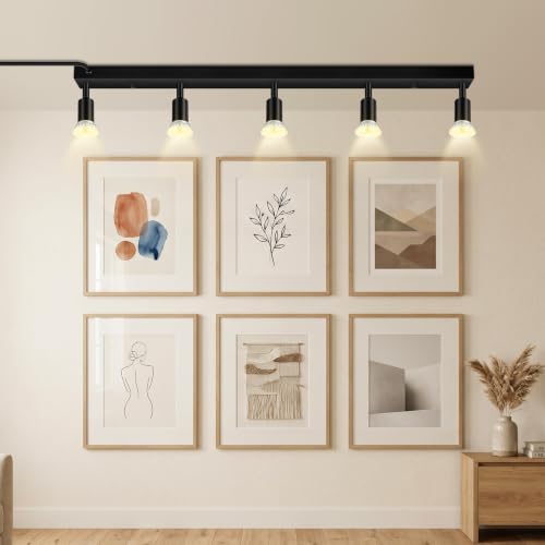 AUQUEE Plug in Track Light, Black, 30", 5 Way GU10 Track Ceiling Lighting | Wall Spotlight, Rotatable Track Head, LED Wall Light for Kitchen Cabinet Gallery Bar Hallway Living Room, Rocker Switch - color: Black-5 lights
