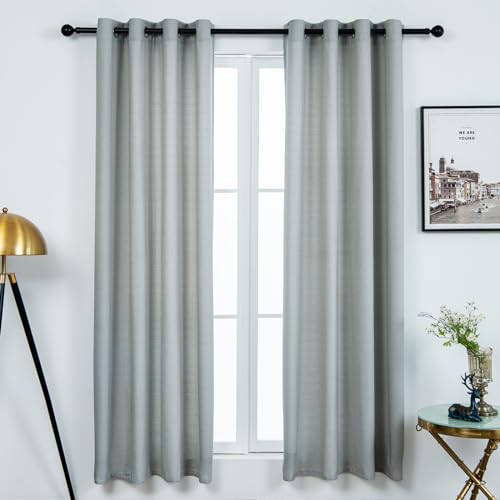 Linen Blended Rustic Curtains 72 inch Length 2 Panels for Living Room Pinch Pleat Textured Thick Light Filtering Privacy Window Drapes Grommet Top for Bedroom 6ft (52x72 Smoky Gray) - color: Smoky Gray, size: 52"W x 72"L (Pack of 2)