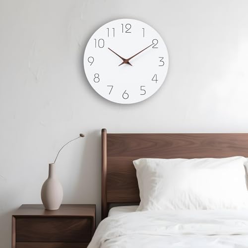 Mosewa Wall Clock Battery Operated 8" Silent Non-Ticking Simple(White) - color: A_white, size: 8 Inch