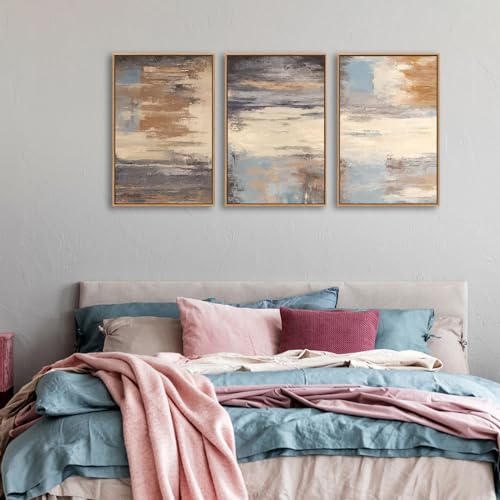 Large Framed Canvas Wall Art, Abstract Colorful Painting Picture, 16"X24"X3 - color: Sepia, size: 16" X 24" X 3pieces Framed