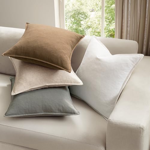 MIULEE Neutral Boho Linen Decorative Pillow Covers 16x16 Inch Pack of 4 - color: Neutral, size: 16" x 16" (Pack of 4)