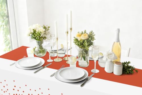 Smiry Disposable Rectangle Plastic 54 x 108 Inch Table Cloth 3 Pack - color: White and Terracotta