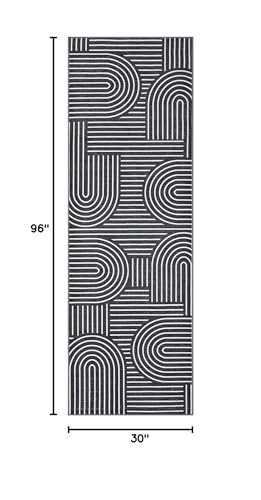 ROYHOME Modern 2.5x8 Hallway Runner Rug Non Slip Soft Kitchen Rug, Black - color: Black, size: 2'6" x 8' (Rectangular)