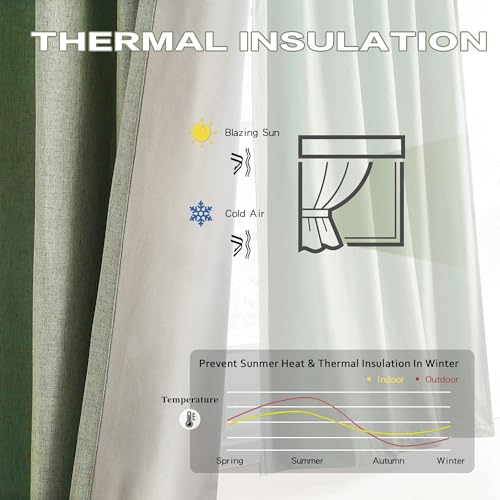 DUALIFE Sage Green Pinch Pleated Blackout Curtains 40 x 63 Inches Long, Back Tab Drapes for Living Room Bedroom Thermal Insulated Full Blackout Draperies with Hooks - color: Sage, size: 40"W x 63"L (Pack of 2)