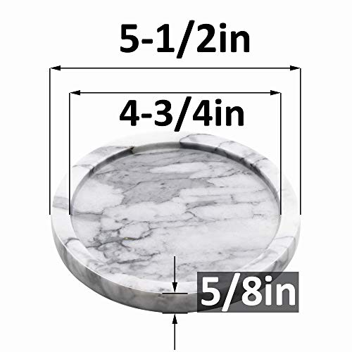 Circular Marble Stone Decorative Tray for Counter, Vanity, Dresser, Nightstand or Desk, Diameter 5-1/2 Inches - color: Gray, size: 5-1/2 Inches