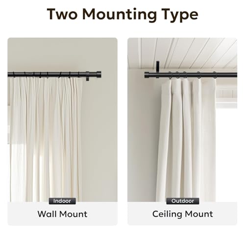 Zeerobee Curtain Rods for Windows 32 to 240 Inch, Black Curtain Rod - color: Black, size: 32"-240"