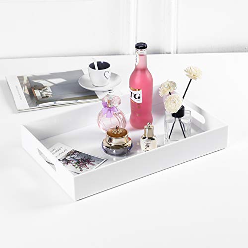 Sooyee Acrylic Serving Tray with Handles, 16" x 12", White - color: White