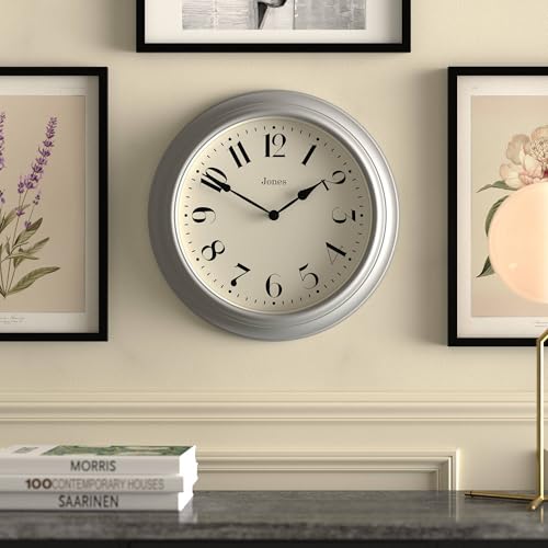 JONES CLOCKS® Fenchurch wall Clock | Large Classic Clock | 16" | Posh Gray - color: Posh Grey