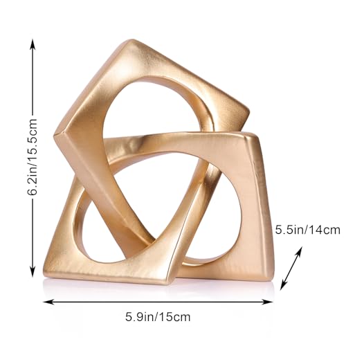 Modern Geometric Sculpture Gold Knot Statue Decor, Home Gold Bookcase Centerpiece jax Decorative, Geometric Tabletop Sculpture and Figurines, For Golden Home Decor Accent, Cube Decorative Ornaments - color: A