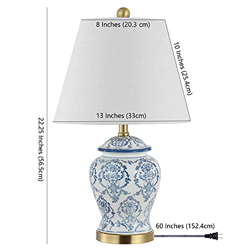 JONATHAN Y Juliana Chinoiserie 세라믹 항아리 테이블 램프 56.52cm, 블루/화이트