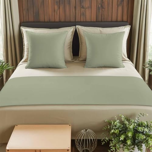 Bed Runner for King Size Bed, Sage Green Decorative Beds Runners and 2 Matching Pillow Covers Set, Farmhouse Sage Green Decor Beds Scarf Throw for Foot of Bedding Set for Hotel/Bedroom - color: Sage Green, size: 94 x 20 Inch