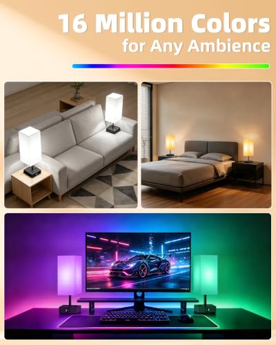 Smart RGB Dimmable Table Lamp Compatible with Alexa&APP&Remote Control, Gray - color: Dark Gray, size: 1 Pack