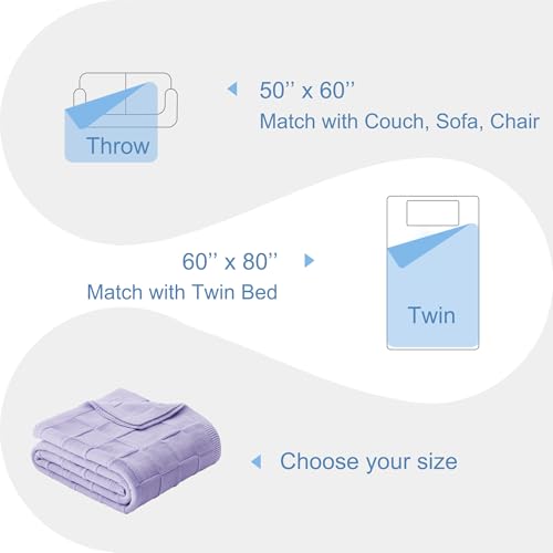 Whale Flotilla Checkered Knit Throw Blanket for Couch, Light Purple - color: Light Purple, size: 60x80 Inch