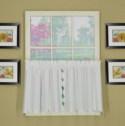 Today's Curtain, Orleans Scallop Curtain, White 24" Tier Pair, 60" W x 24" L, White - color: White, size: 60"W x 24"L (Pack of 1)