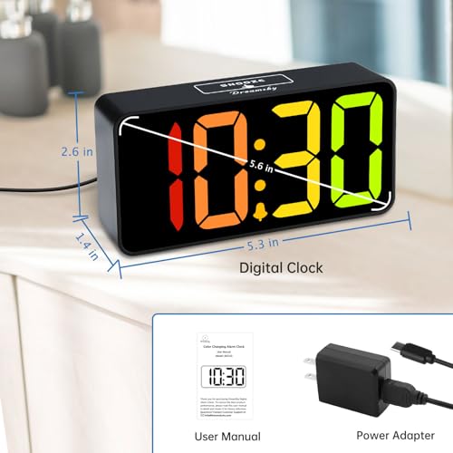 DreamSky Small Digital Alarm Clock for Bedroom, RGB Kids Alarm Clock Boys - color: Black Case Rgb Digits