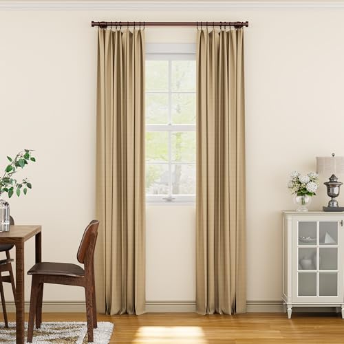 YaFex Heavy Duty Curtain Rods 32-60 Inch, 1 Inch Adjustable Curtain Rod for Windows, Bronze Short Window Treatment Rods with Aluminium Finials, Easy Installation - color: Bronze, size: 32" to 60"