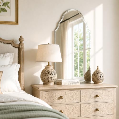 20x36 Inch Scalloped Arch Frameless Beveled Wall Mirror for Vanity - size: 36"L x 20"W