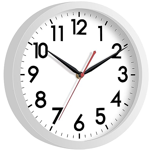 AKCISOT 12 Inch Wall Clock, Silent Battery Operated Analog Clock, White - color: C_white, size: 12 Inch