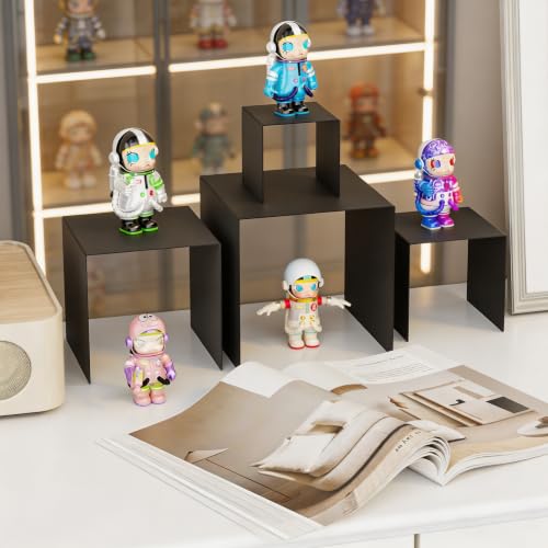 Display Stand & Risers, 8 Pcs Set Metal Rectangular Cupcake Stands - color: Black, size: 3", 4", 5", 6"