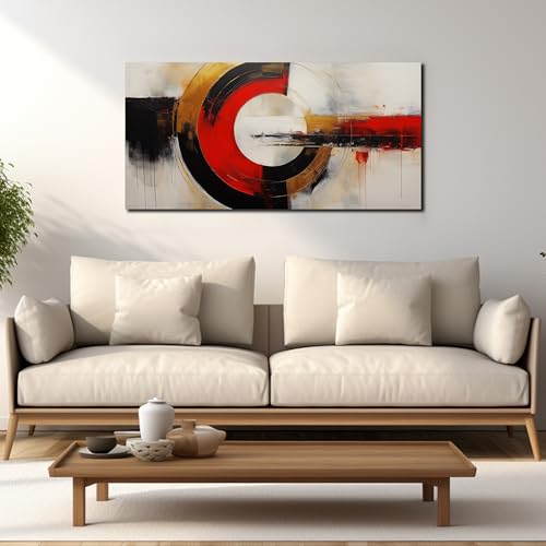 AUUZAIUA Abstract Canvas Wall Art Black and Red Geometry Prints 20x40 In - color: red, size: 20"L x 40"W