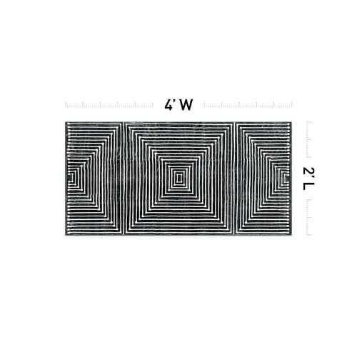 Rugshop Bohemian Stripes Marbella Non-Slip Washable Area Rug Black 2' x 4' - color: Black, size: 2' x 4' (Rectangular)