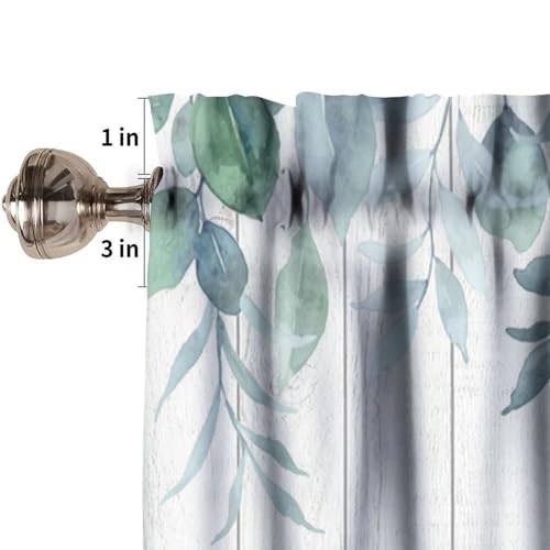 JESTRONRY Green Eucalyptus Leaf Valances Valance Curtains, Watercolor Summer Flowers Leaves Rod Pocket Valance Window Treatments for Bedroom Kitchen Dining Room 54x18in - color: Eucalyptus Leaf-14