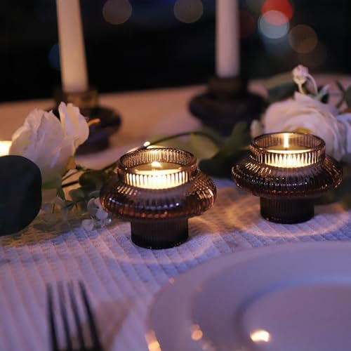 VOHO Smoky Grey Taper Candle Holders Set of 6, Candle Sticks Holder Decor - color: Gray