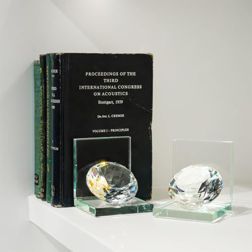 1 Pair Crystal Bookends with 80mm Clear Diamond for Heavy Books - color: Diamond