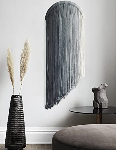 Macrame Wall Hanging Hand Dyed Blue Boho Fiber Art Decor 20" - color: Blue