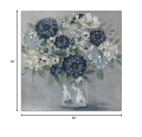 Stupell Industries Blue Mums Bouquet Floral, 36 x 36 Inch Canvas Wall Art - color: Blue Mums Bouquet, size: 36"L x 36"W
