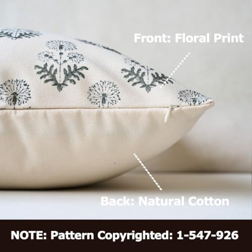 Amor Virisso Vintage Floral Pillow Covers 18x18 Set of 2 for Couch, Green - color: Green, size: 18" x 18" (Pack of 2)