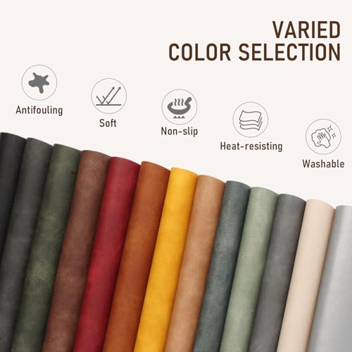 UnivoColors Placemats,Heat Resistant Placemats Set of 4 Washable 12 x 17 Inch,Waterproof Table Mats,Wipeable Pu Place Mats for Kitchen,Dining Room.Blue Grey - color: Washed Blue Grey