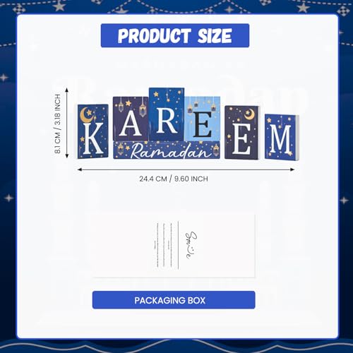 Smile Ramadan Wooden Decorations Kareem, Islamic Ramadan Tiered Tray Decor for Muslim Party Tabletop Decor Home - style: Ramadan