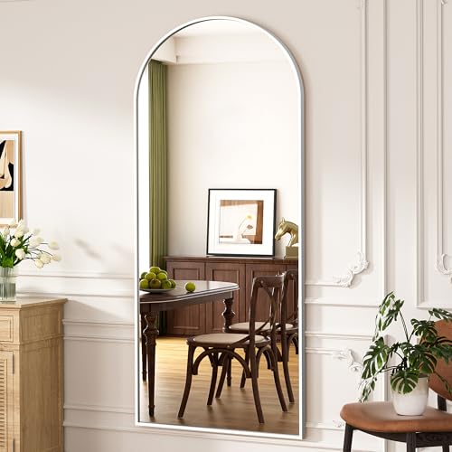 Full Length Mirror, 71"x30" Arched Floor Mirror, Oversized Standing Mirrors, Hanging or Leaning Against Wall Mounted Mirrors, Large Full Body Mirror with Aluminum Frame for Bedroom (White) - color: White, size: 71"L x 30"W