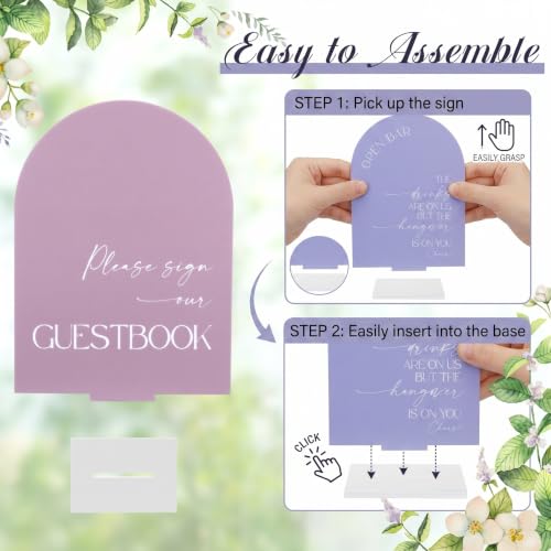 Weysat 4 Pcs Lavender Purple Acrylic Wedding Signs for Ceremony Reception - color: Lavender Purple
