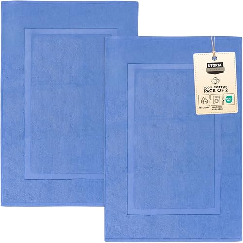 Utopia Towels Cotton Bath Mat, 21x34 in, 2 Pack, Electric Blue - color: Electric Blue, size: 2 Bath Mats