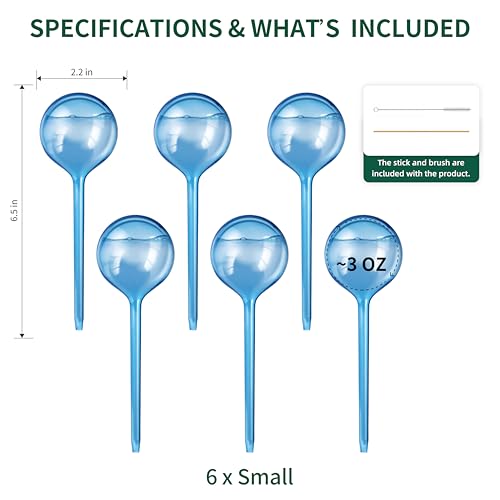 6-Pack Small Plastic Plant Watering Globes, Self Watering Spikes - size: S - 6 Pack