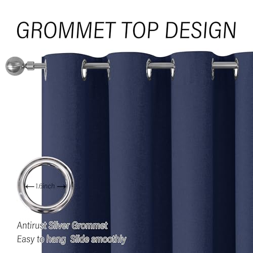 ChrisDowa Navy Blue Blackout Curtains 45 Inches Long 2 Panels for Bedroom - color: Navy Blue, size: 52"W x 45"L (Pack of 2)