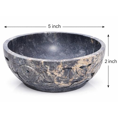 Marble Soapstone Smudge Pot Stone Bowl, 5 Inch