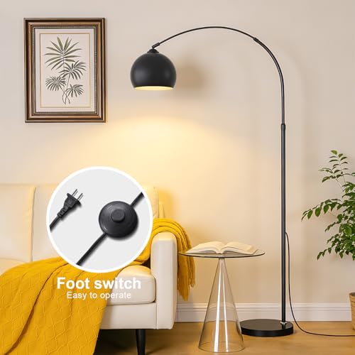 Black Minimalism Arc Floor Lamps with 12W LED Remote Dimming - color: Black Remote Dimming